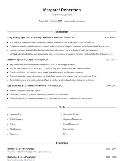 Resume example 1