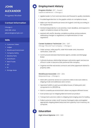 Progress Worker Resume