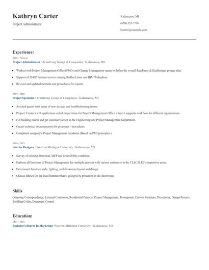 Project Administrator Resume