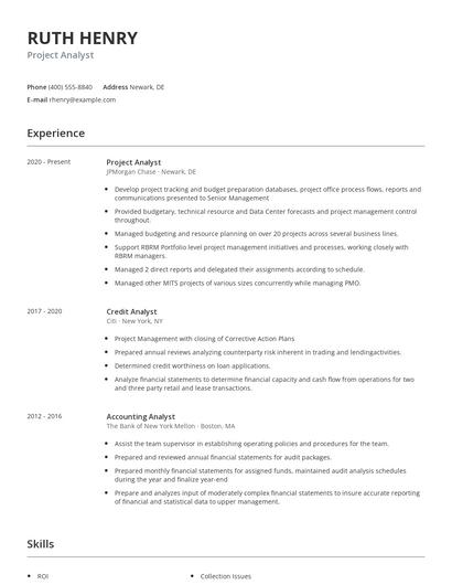 Project Analyst Resume