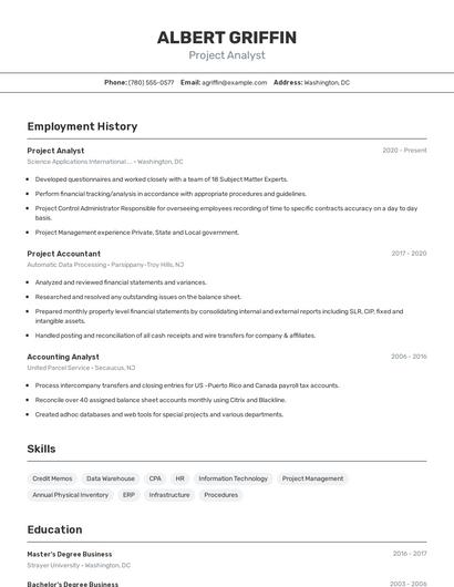 Project Analyst Resume