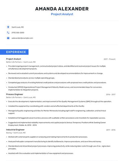 Project Analyst Resume