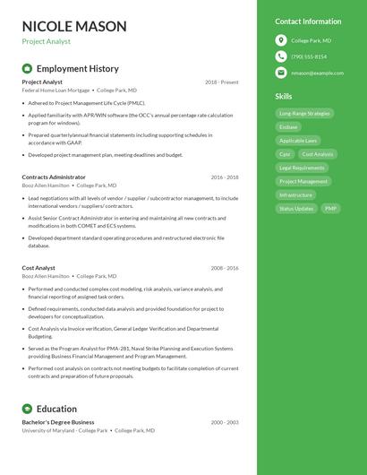 Project Analyst Resume