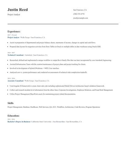 Project Analyst Resume