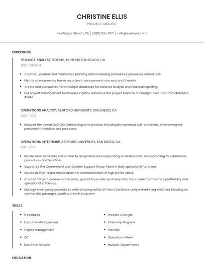 Project Analyst Resume