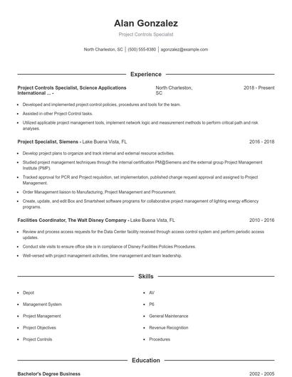 Resume example 1