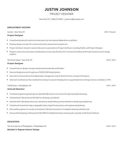 Project Designer Resume