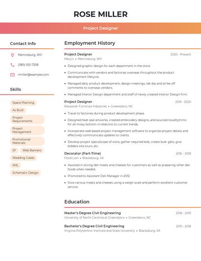 Project Designer Resume