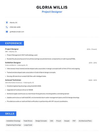 Project Designer Resume