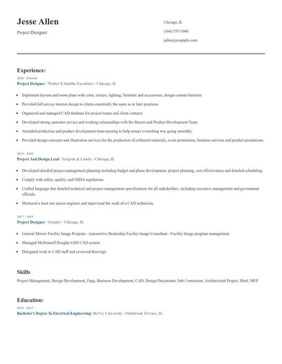 Project Designer Resume