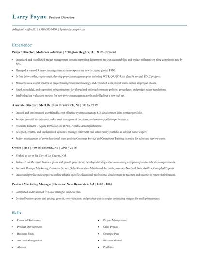 Project Director Resume