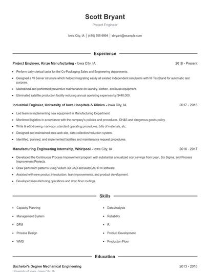 Resume example 1