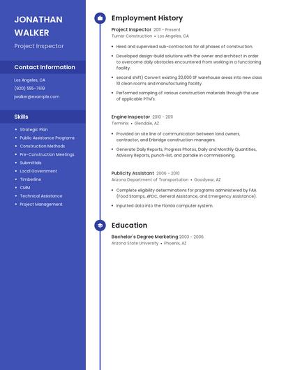 Project Inspector Resume
