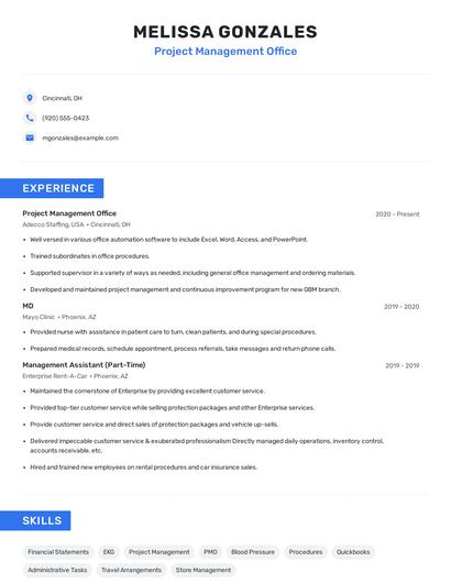 Project Management Office Resume