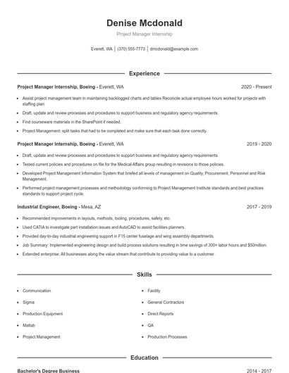 Resume example 1