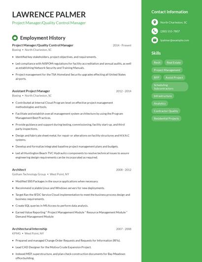 Project Manager/Quality Control Manager Resume