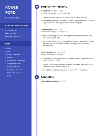 Project Officer Resume