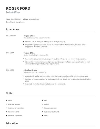 Project Officer Resume