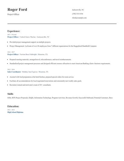 Project Officer Resume