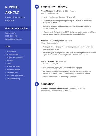 Project Production Engineer Resume