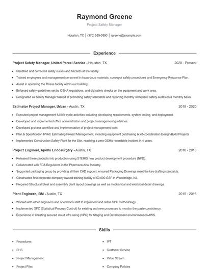 Resume example 1