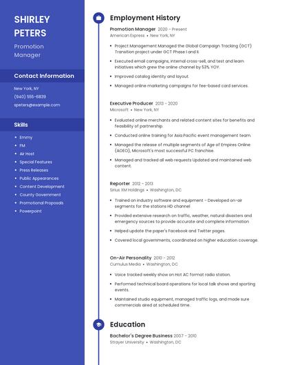 Promotion Manager Resume