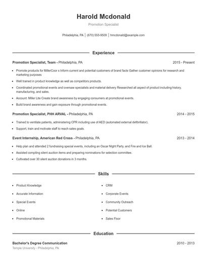 Resume example 1