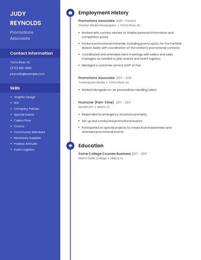 Promotions Associate Resume