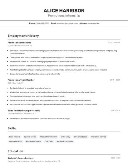 Resume example 2
