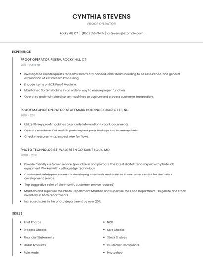 Proof Operator Resume