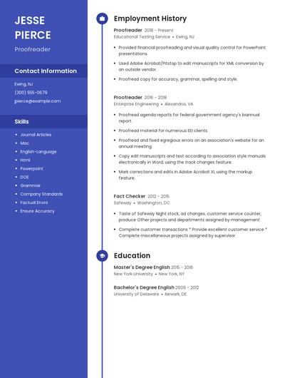 Proofreader Resume