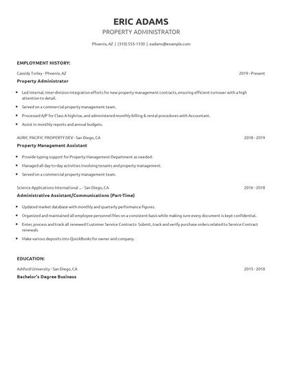 Property Administrator Resume