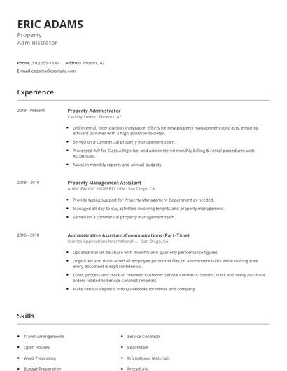 Property Administrator Resume