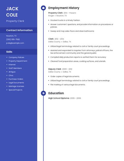 Property Clerk Resume