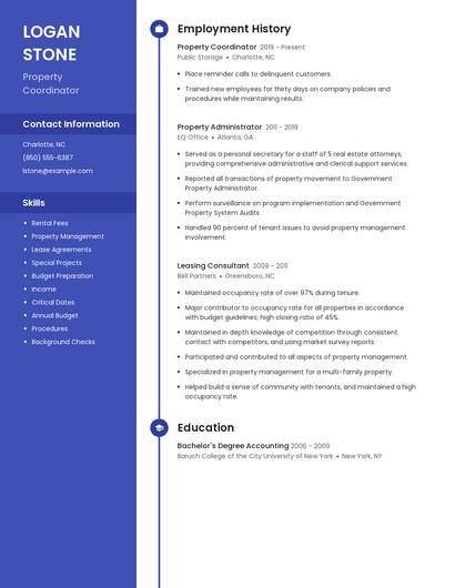 Property Coordinator Resume