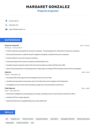Property Inspector Resume