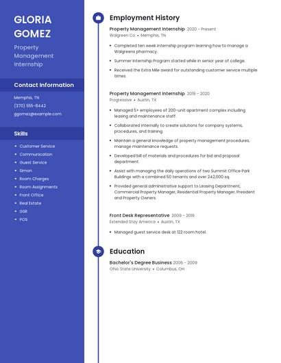 Property Management Internship Resume