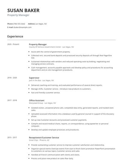 Property Manager Resume