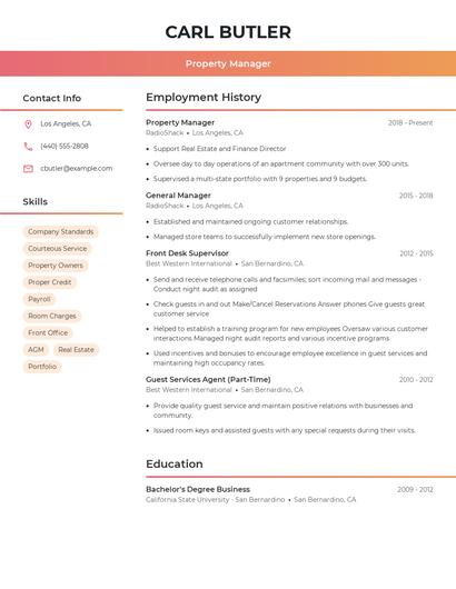 Property Manager Resume
