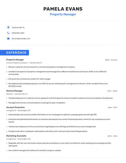 Property Manager Resume