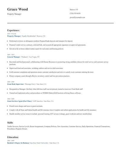 Property Manager Resume