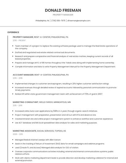 Property Manager Resume