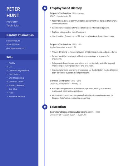 Property Technician Resume
