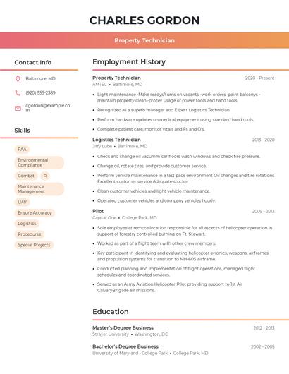 Property Technician Resume