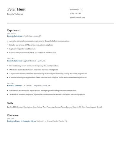 Property Technician Resume