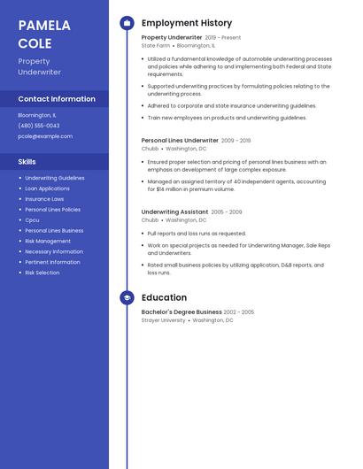 Property Underwriter Resume