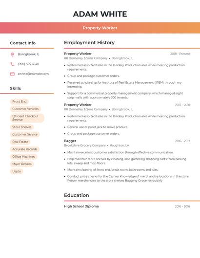Property Worker Resume