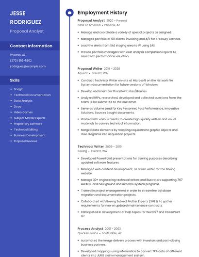 Proposal Analyst Resume