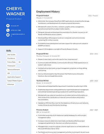 Proposal Analyst Resume