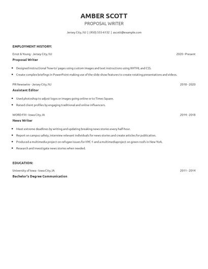 Proposal Writer Resume